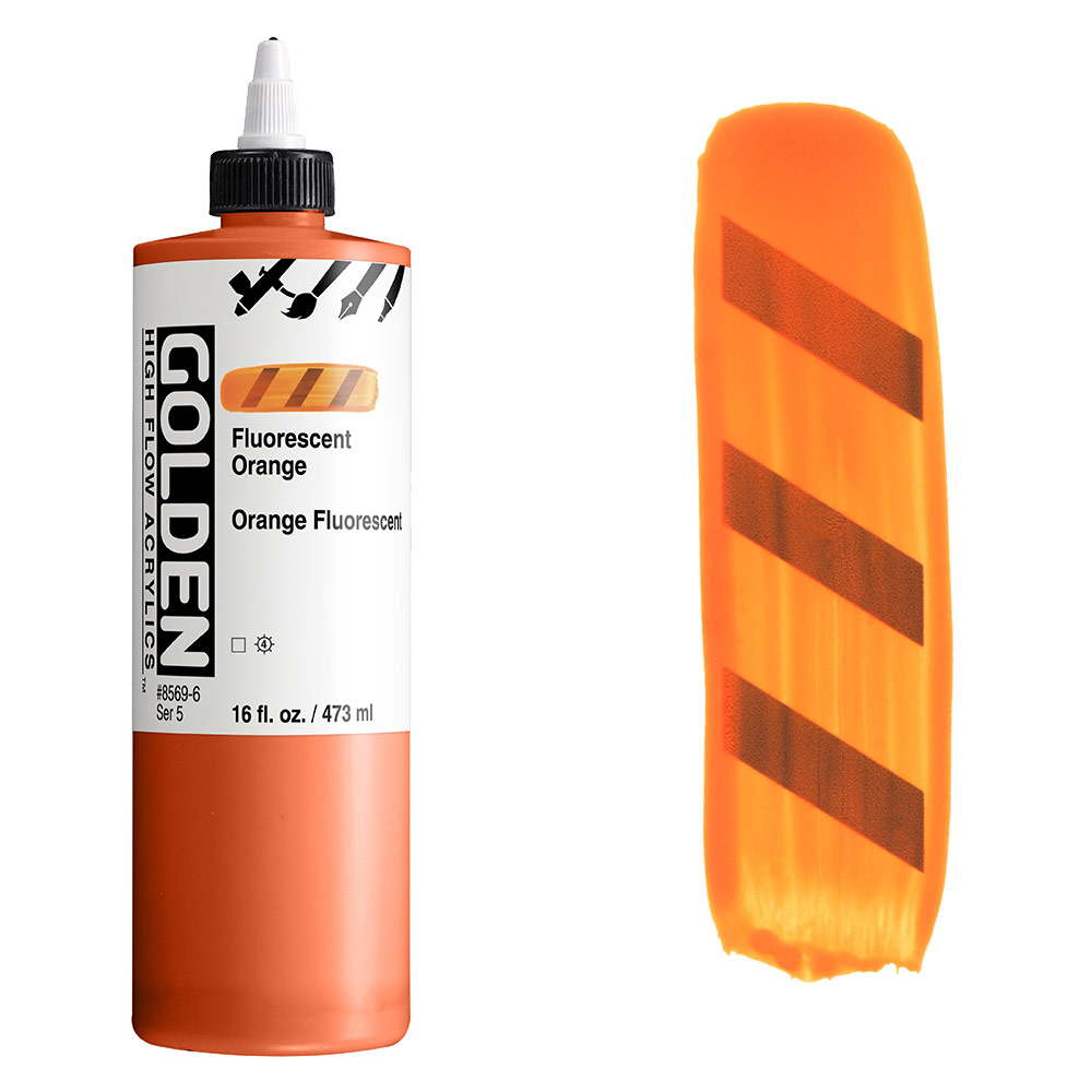 Golden High Flow Acrylics 16oz Fluorescent Orange