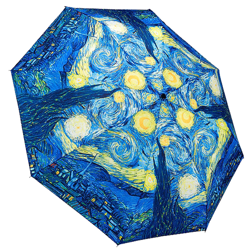 Galleria Stick Umbrella Reverse Close Van Gogh Starry Night