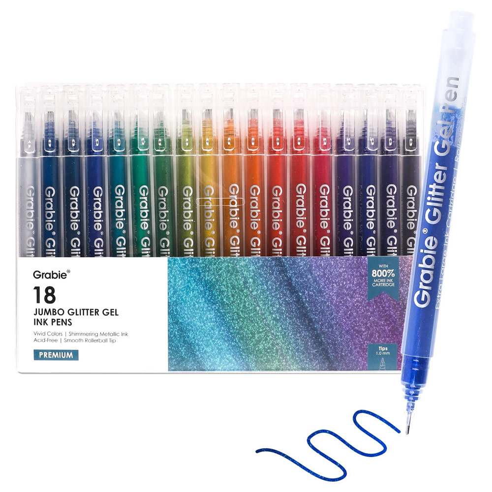 Grabie Premium Jumbo Glitter Gel Pen 1.0mm 18 Set