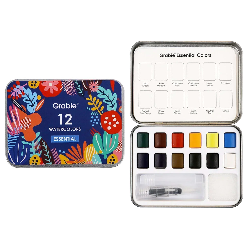 Grabie Watercolor Pocket 12 Set w/Brush Essential