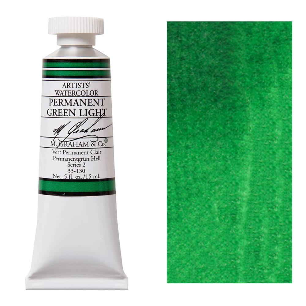 M. Graham Artists' Watercolor 15ml Permanent Green Light