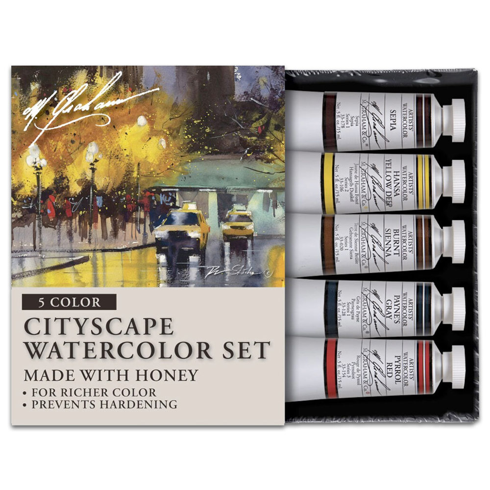 M. Graham Artists' Watercolor 5 x 15ml Set Cityscape