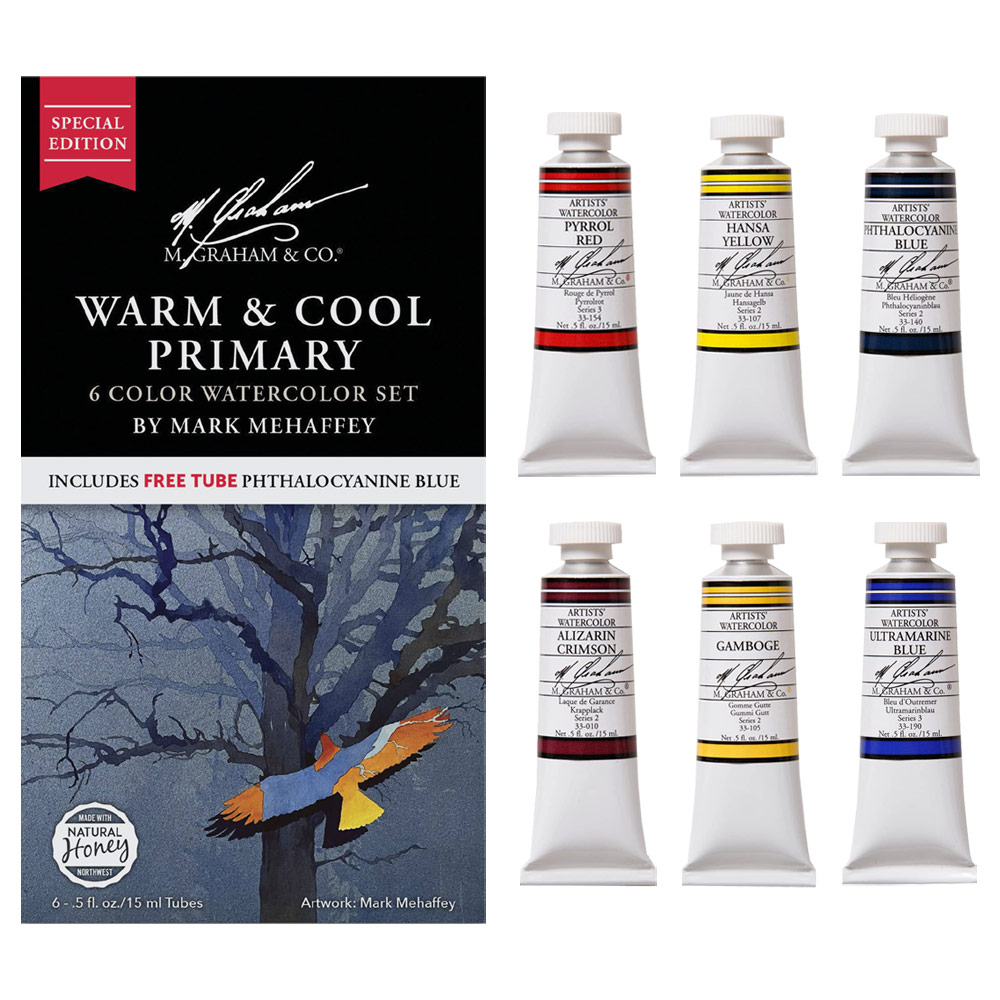 M. Graham Artists' Watercolor 6 x 15ml Set Warm & Cool Primary