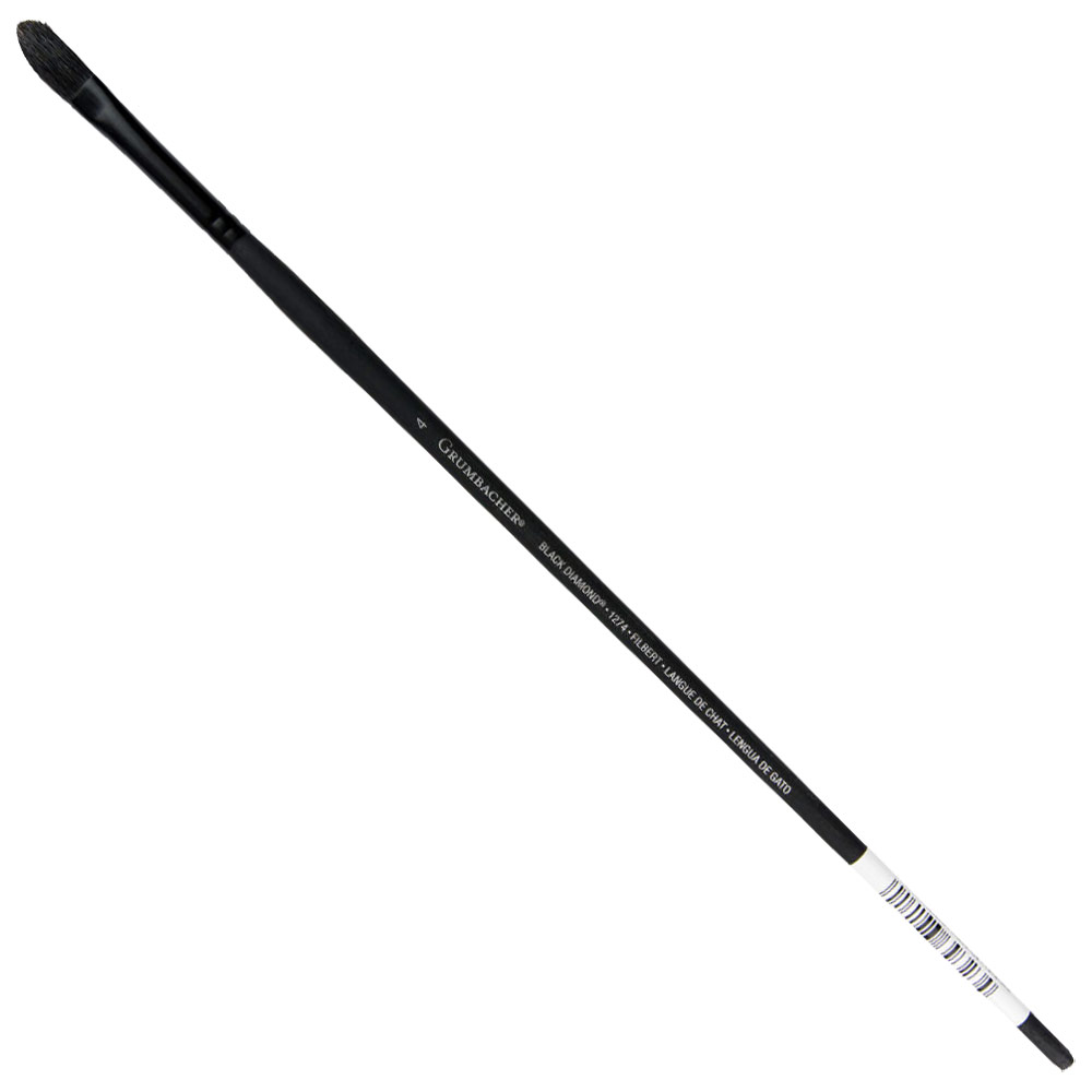 Grumbacher Black Diamond Black Bristle Brush Series 1274 Filbert #4