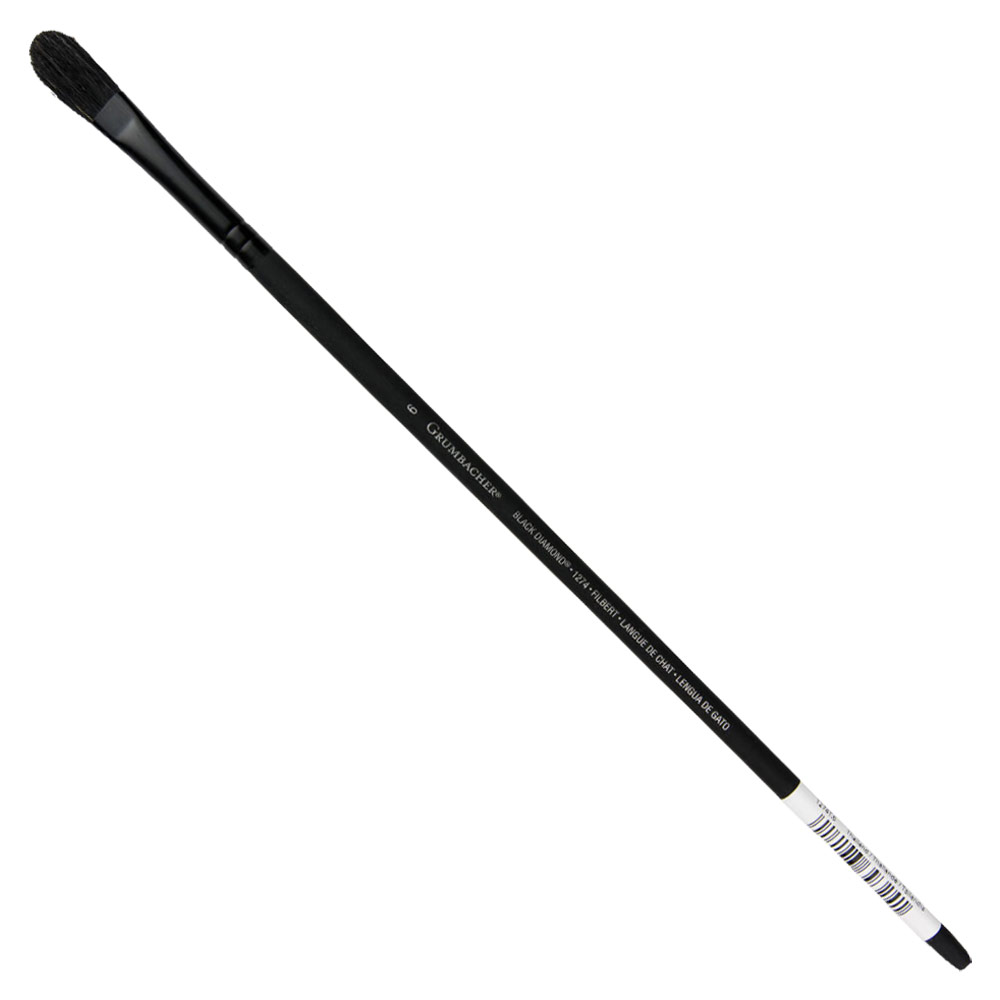 Grumbacher Black Diamond Black Bristle Brush Series 1274 Filbert #6