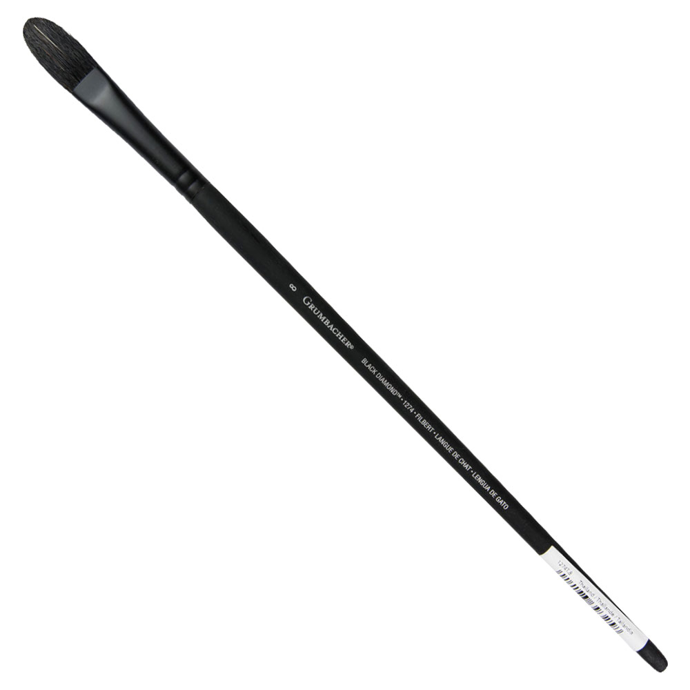 Grumbacher Black Diamond Black Bristle Brush Series 1274 Filbert #8