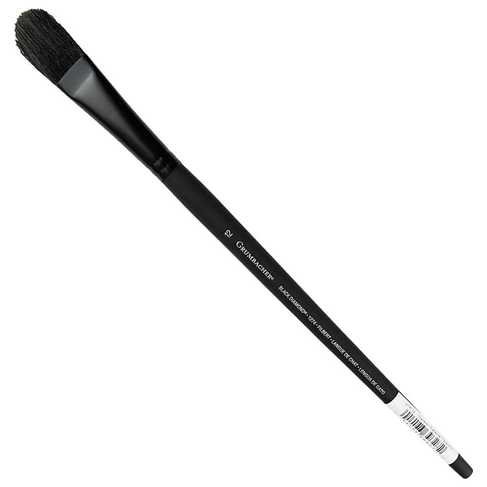 Grumbacher Black Diamond Black Bristle Brush Series 1274 Filbert #12