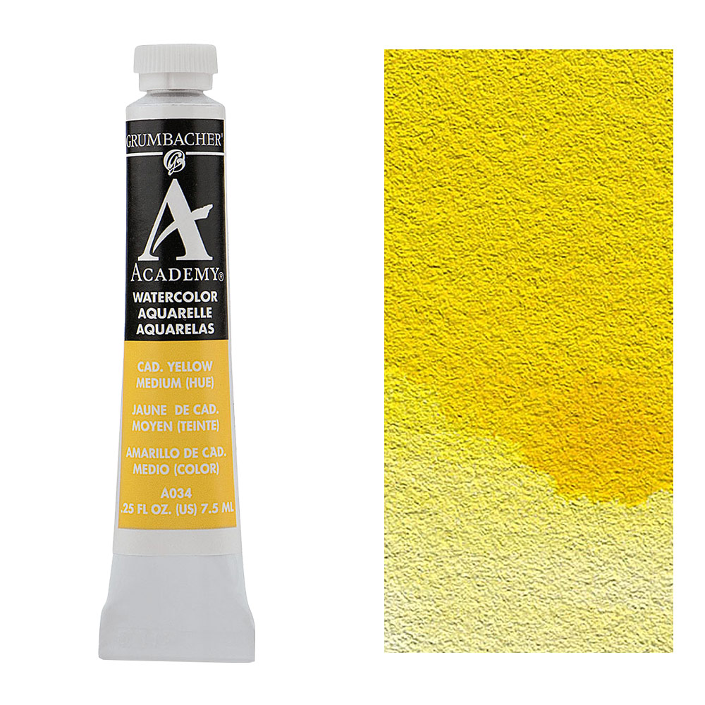 Grumbacher Academy Watercolor 7.5ml Cadmium Yellow Medium Hue