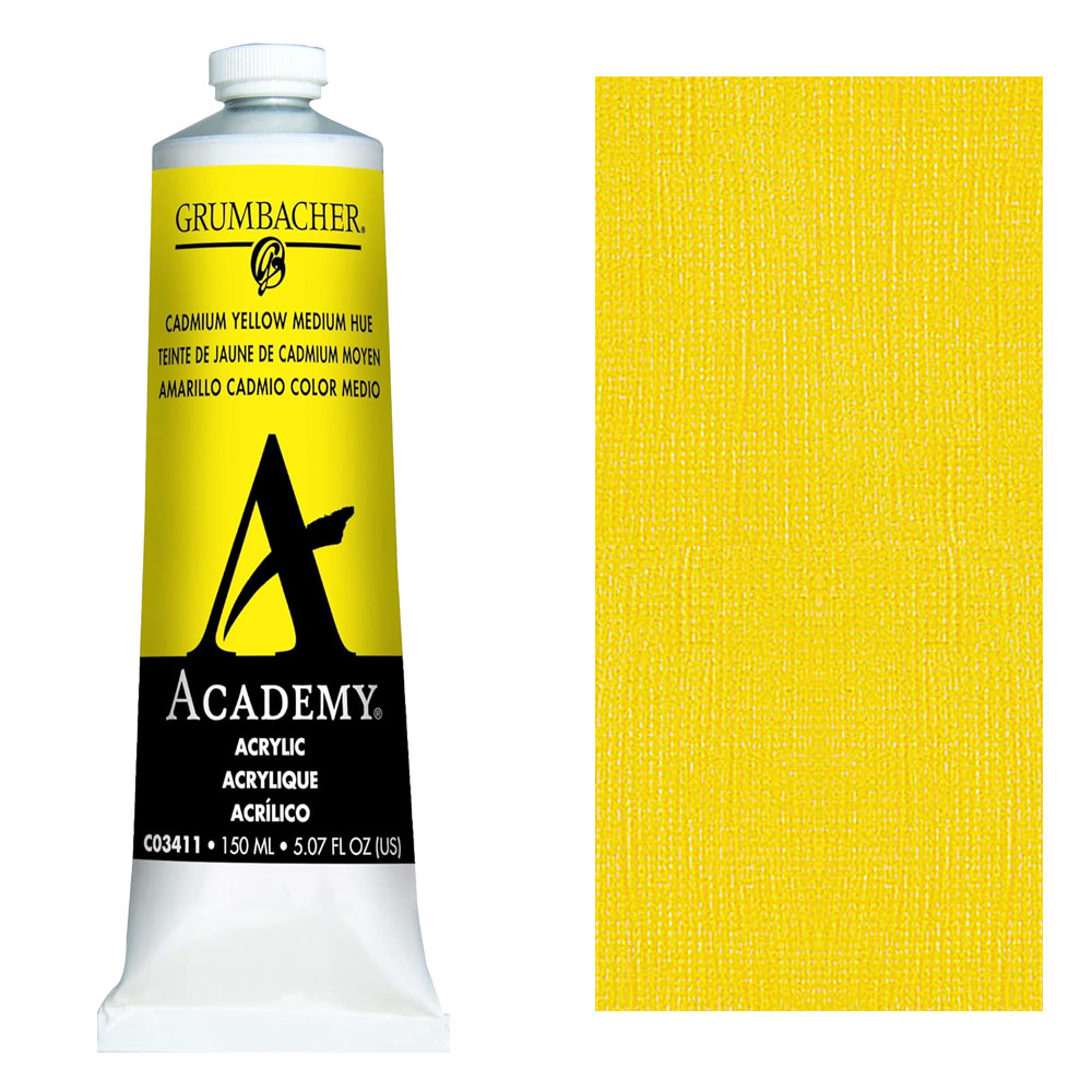 Grumbacher Academy Acrylic 150ml Cadmium Yellow Medium Hue