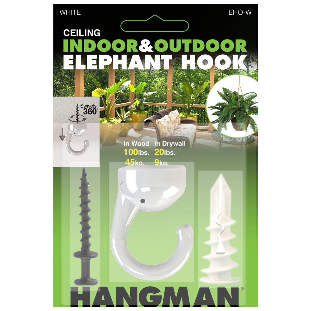 Hangman Products Indoor/Outdoor Elephant Hook White