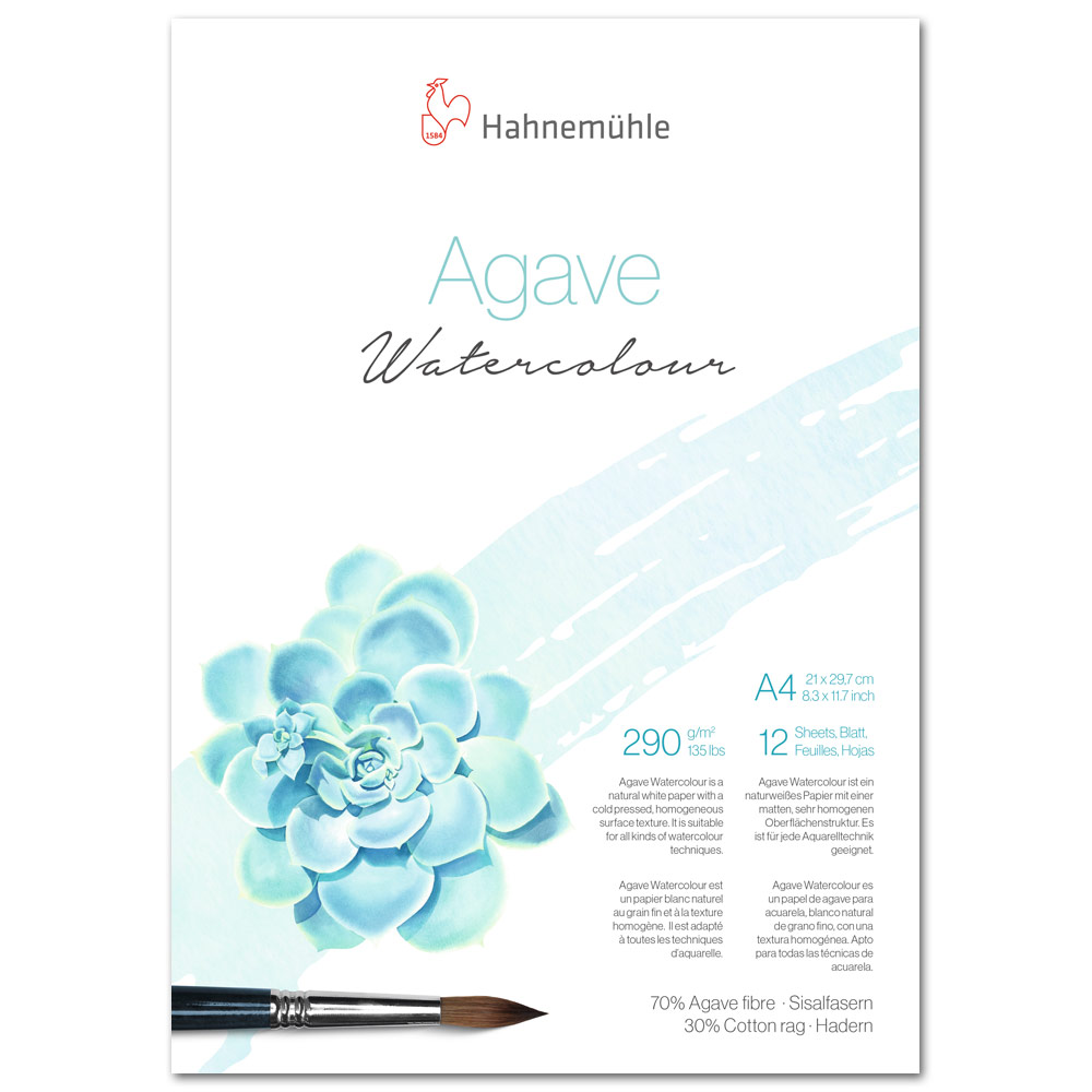 Hahnemuhle Agave Watercolor Paper Block 135lb 12 Sheets 8.27"x11.69" CP