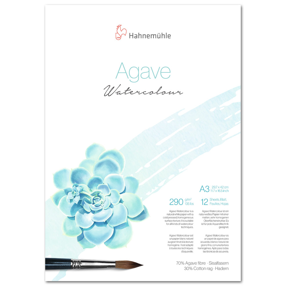 Hahnemuhle Agave Watercolor Paper Block 135lb 12 Sheets 11.69"x16.53" CP