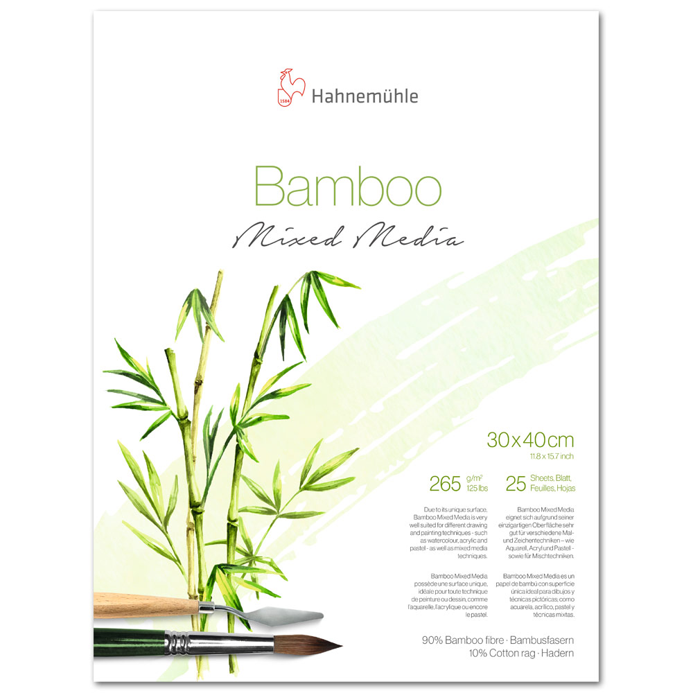 Hahnemuhle Bamboo Mixed Media Paper Block 25 Sheets 11.81"x15.75" White