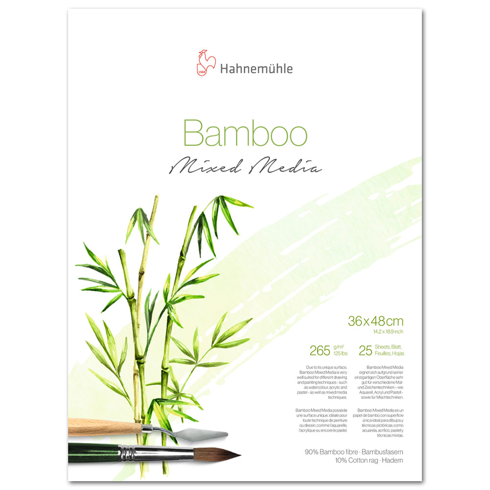 Hahnemuhle Bamboo Mixed Media Paper Block 25 Sheets 14.17"x18.89" White