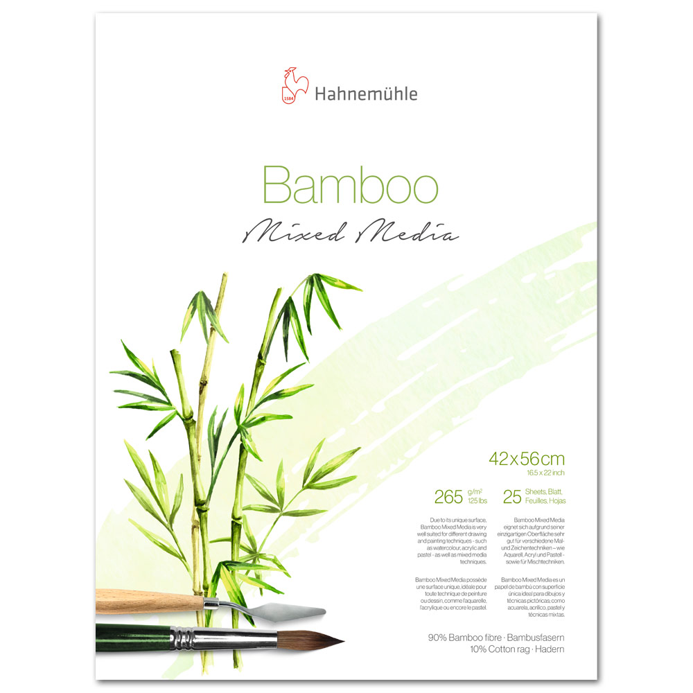 Hahnemuhle Bamboo Mixed Media Paper Block 25 Sheets 16.53"x22.05" White