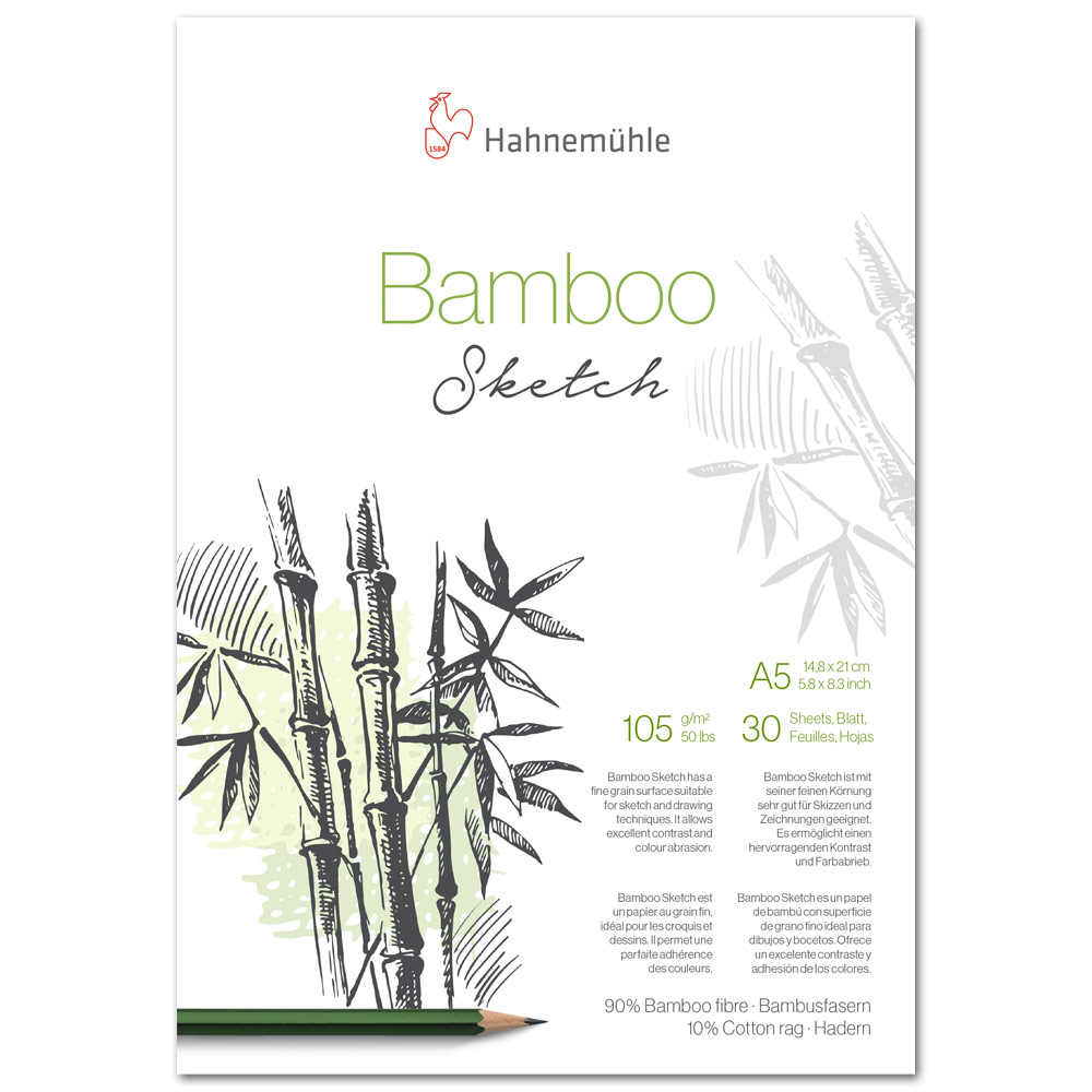 Hahnemuhle A5 Bamboo Sketch Paper Pad 30 Sheets 5.77"x8.19" White