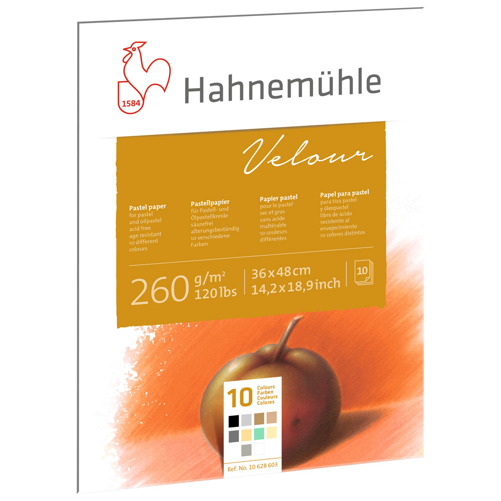 Hahnemuhle Velour Pastel Paper Pad 10 Sheets 14.04"x18.72" Assorted
