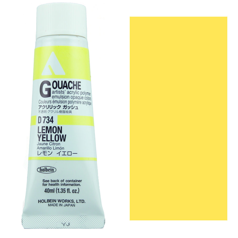 Holbein Acrylic Gouache 40ml Lemon Yellow