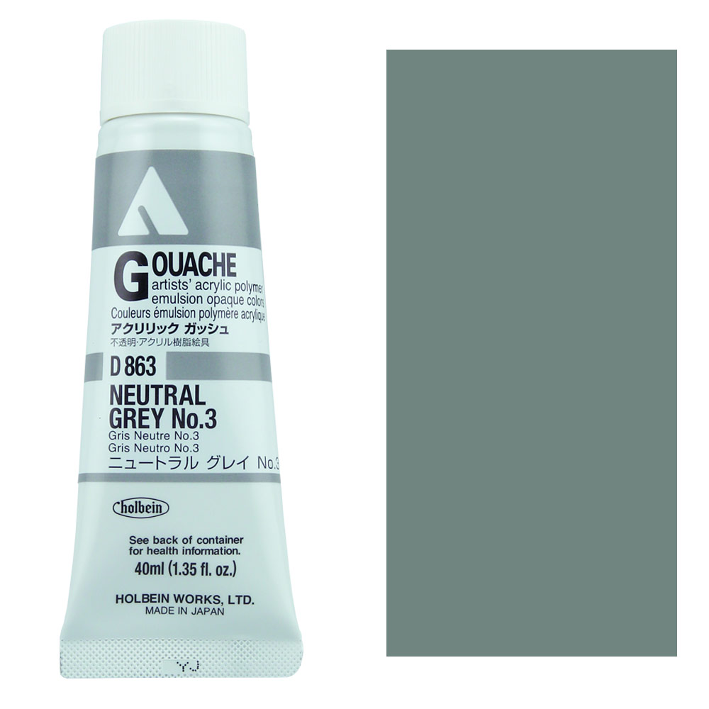 Holbein Acrylic Gouache 40ml Neutral Gray No. 3