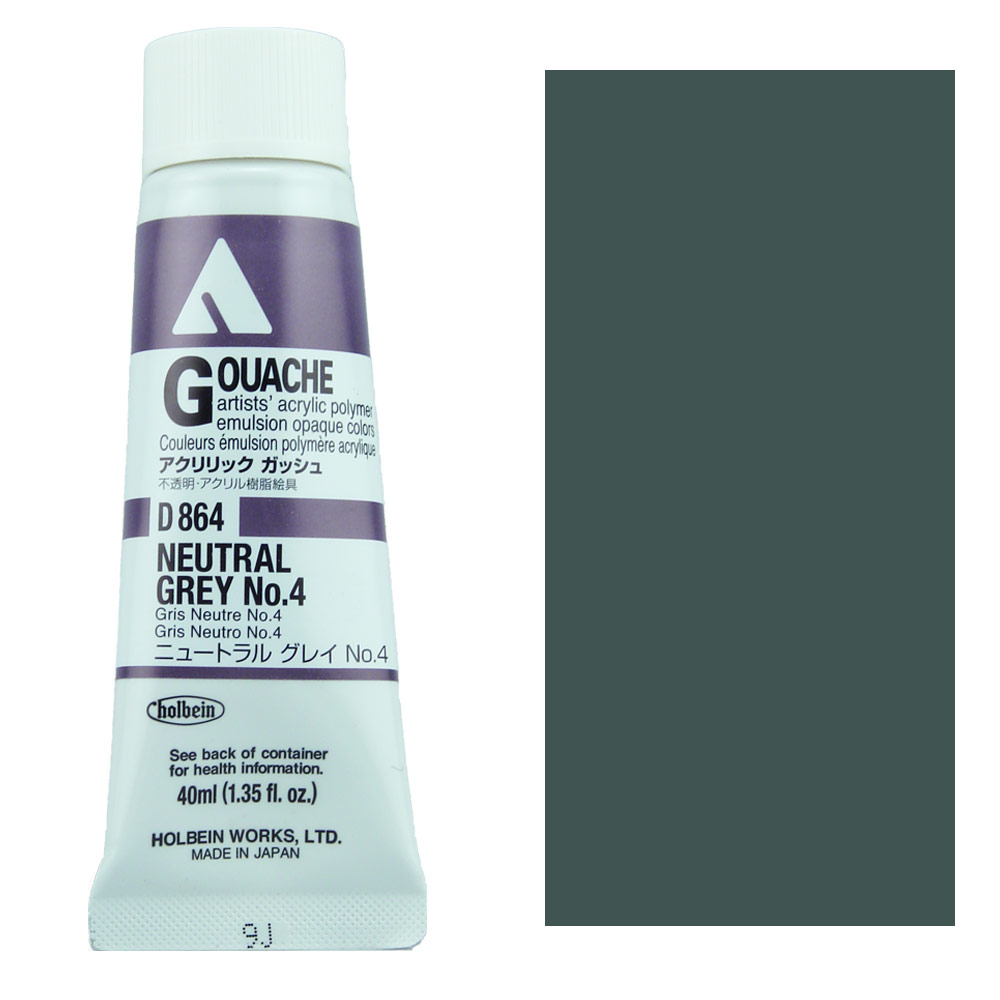 Holbein Acrylic Gouache 40ml Neutral Gray No. 4
