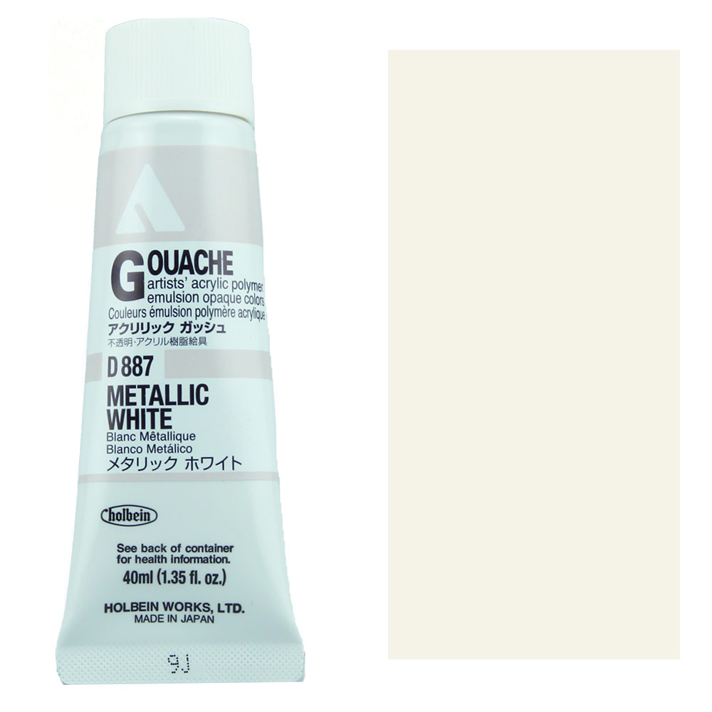Holbein Acrylic Gouache 40ml Metallic White