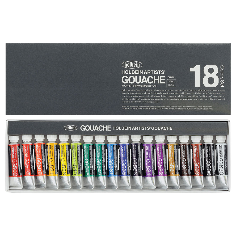 Holbein Artists Gouache Opaque Watercolor 5ml Tubes 18 Colors Set G704 –  AOOKMIYA