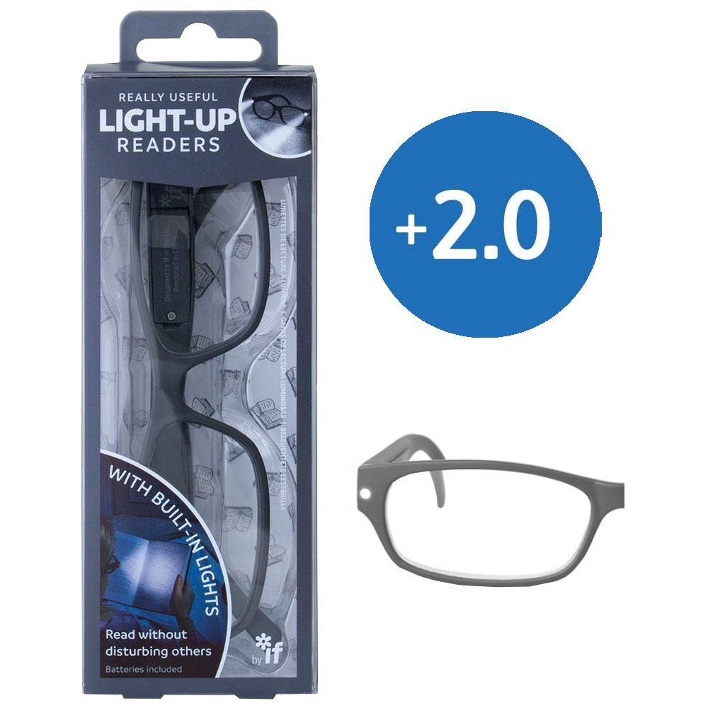 If USA Light-Up Readers Eye Glasses +2.0 Concept Gray