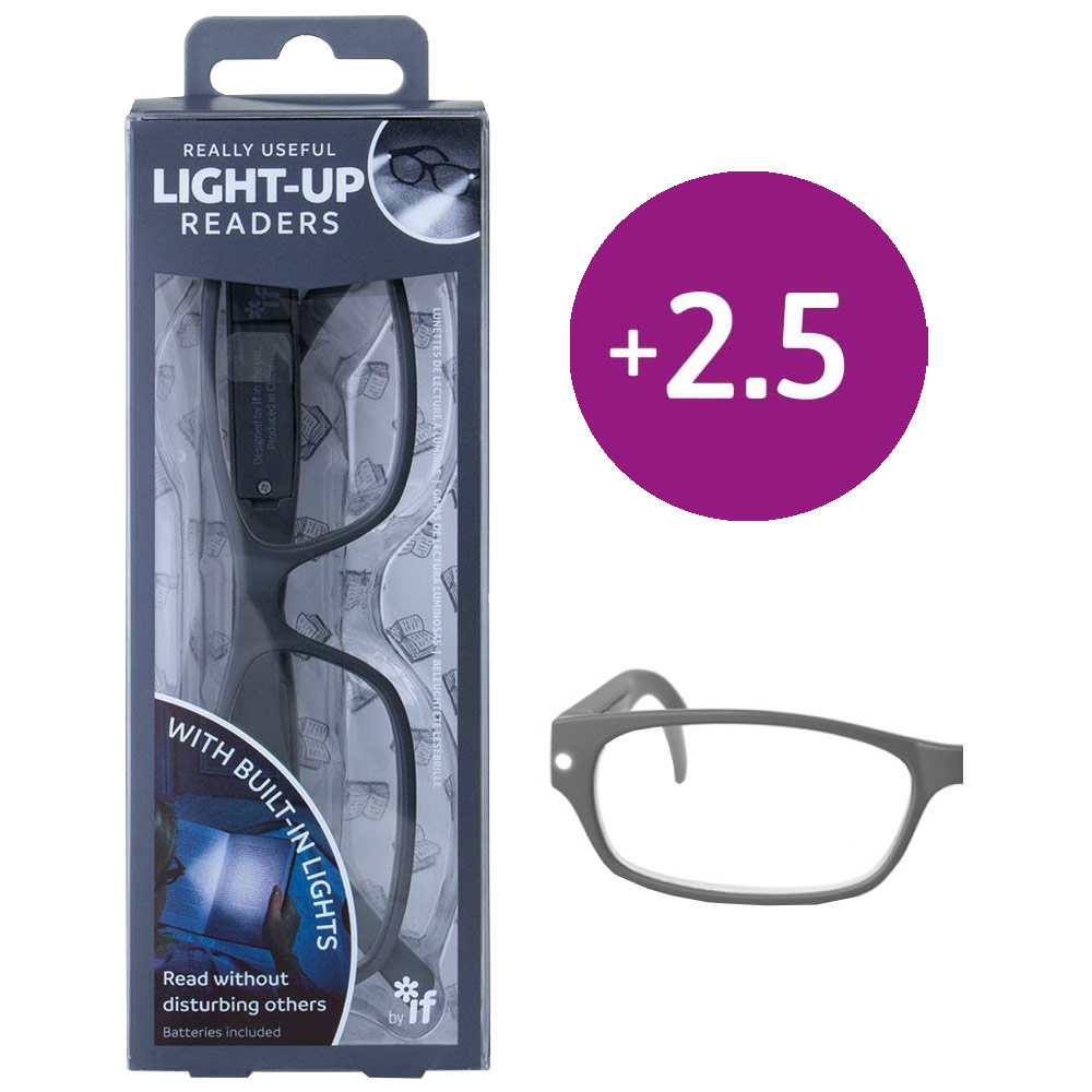 If USA Light-Up Readers Eye Glasses +2.5 Concept Gray