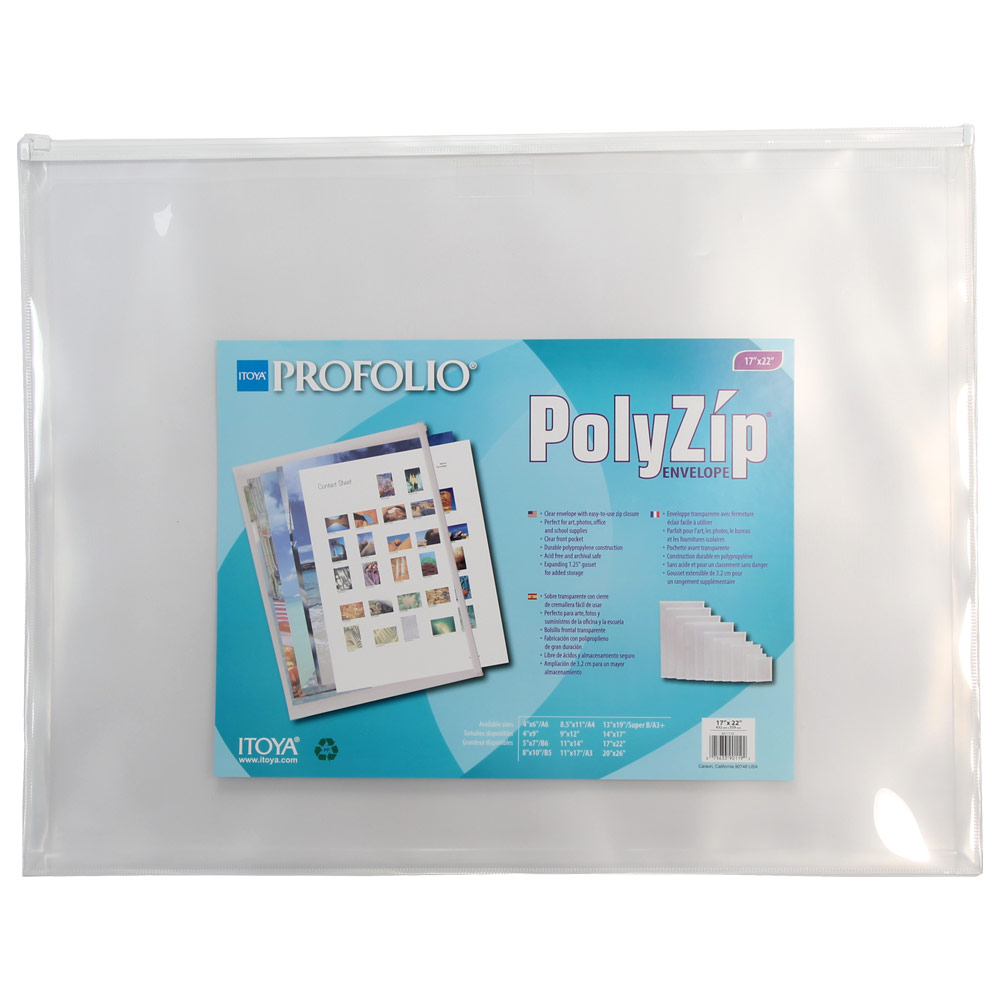 Itoya Art ProFolio PolyZip Envelope 17"x22" Clear