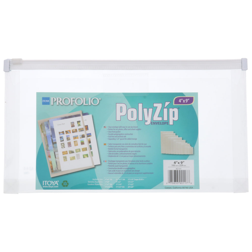 Itoya Art ProFolio PolyZip Envelope 4"x9" Clear