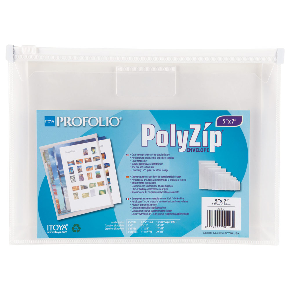 Itoya Art ProFolio PolyZip Envelope 5"x7" Clear