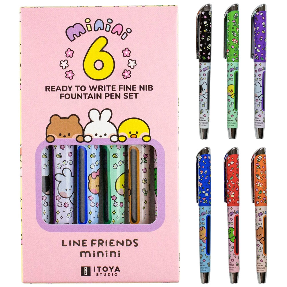 Itoya Studio Minini LINE FRIENDS Fountain Pen 6 Set