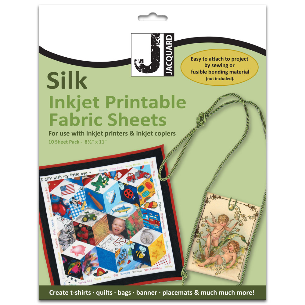 Jacquard Silk Inkjet Printable Fabric Sheets 10 Pack 8.5"x11"