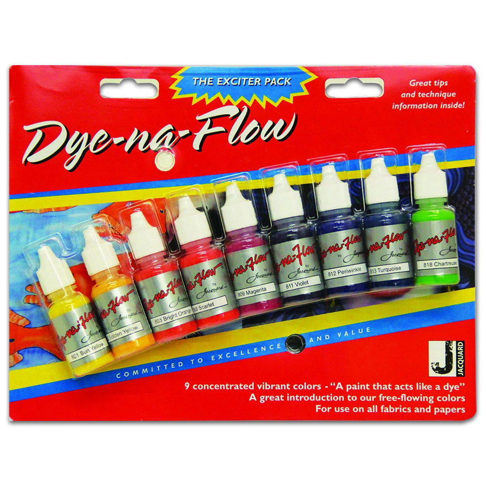 Jacquard Dye-Na-Flow Liquid Fabric Paint 9 x 1/2oz Set Exciter Pack