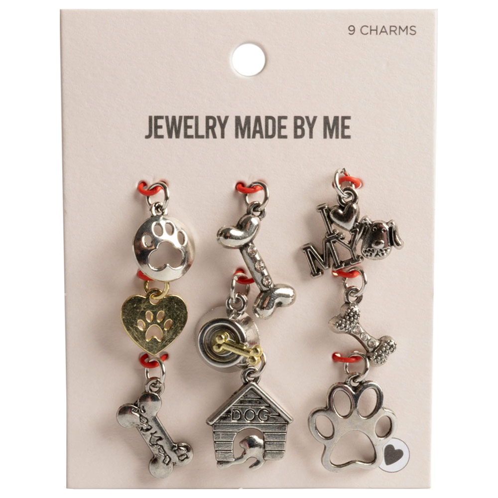 Jewelry Made By Me Silver & Gold Charms 9 Set Dog Theme