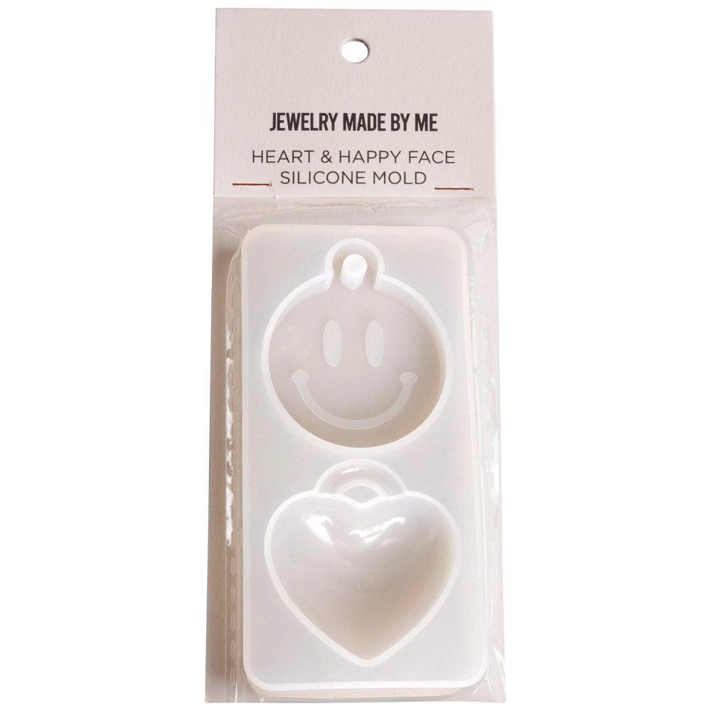 Jewelry Made By Me Silicone Mold 2 Set Happy Face & Large Heart