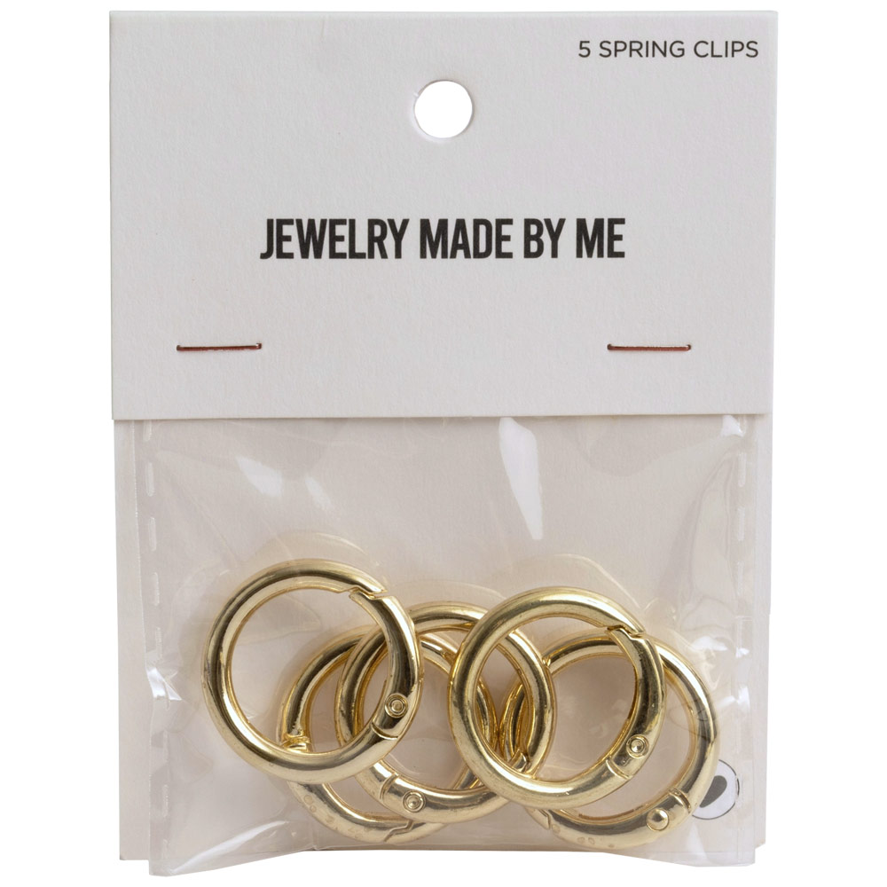 Jewelry Made By Me Round Spring Charm Clip 5 Pack Gold