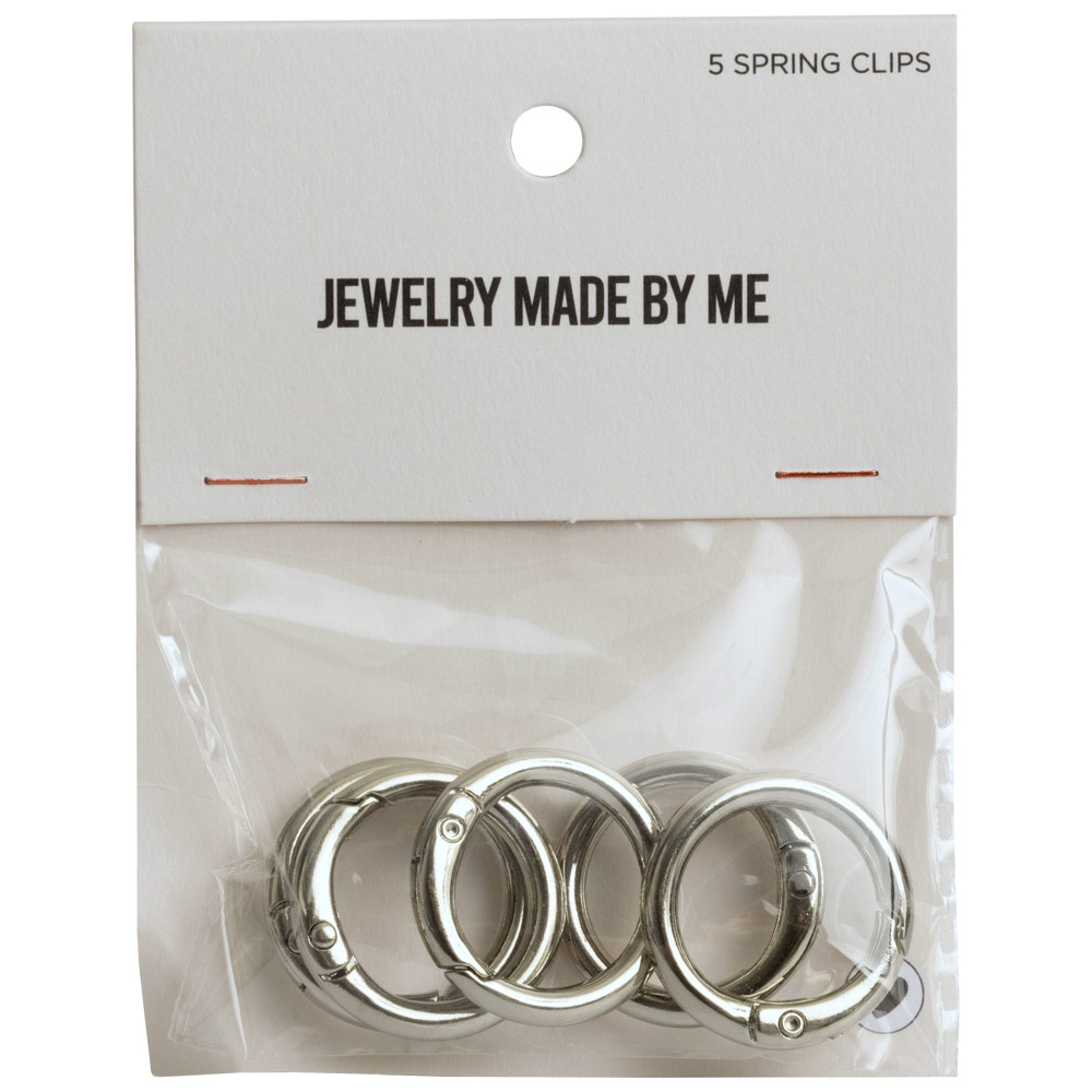Jewelry Made By Me Round Spring Charm Clip 5 Pack Silver