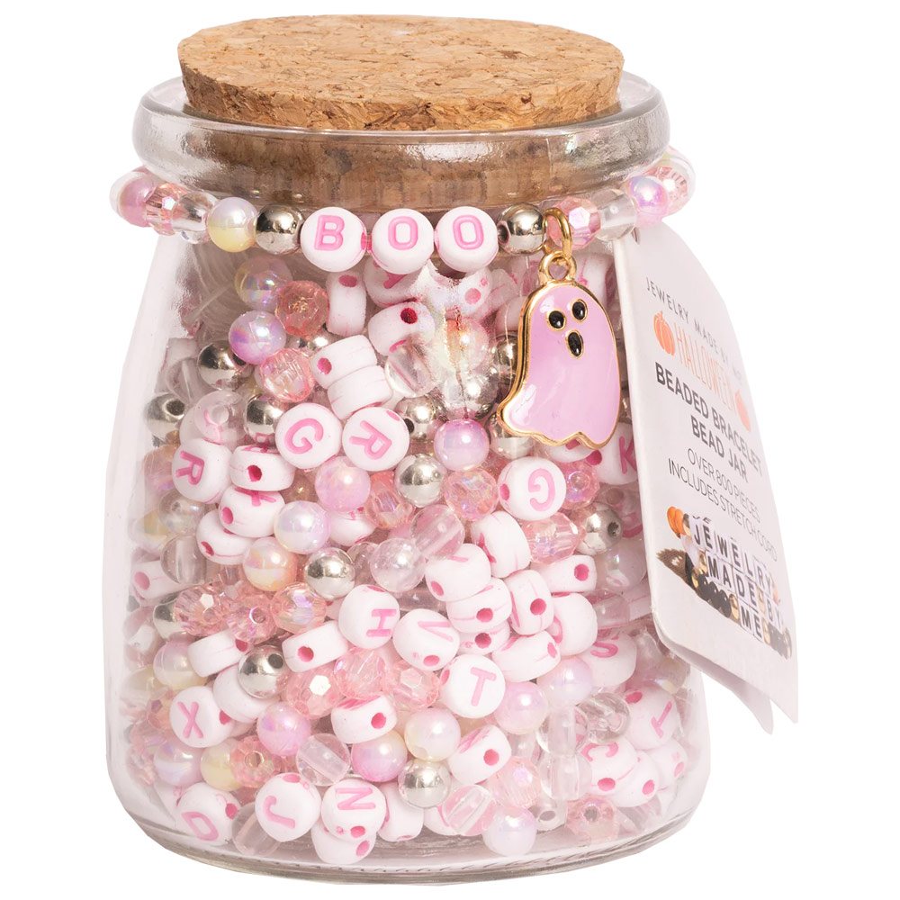 Jewelry Made By Me Bead Jar Boo Pastel Pink Ghost