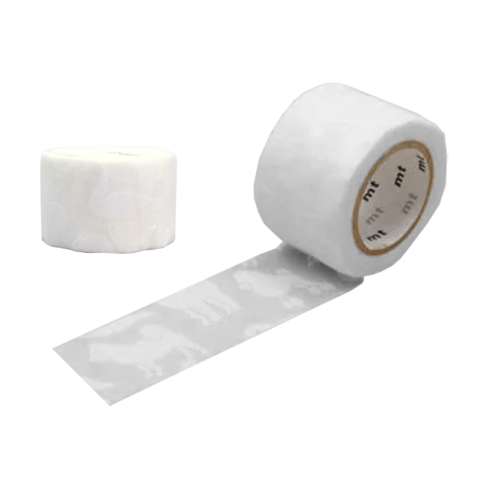 MT Washi Tape FAB 15mm Flocked White Animals