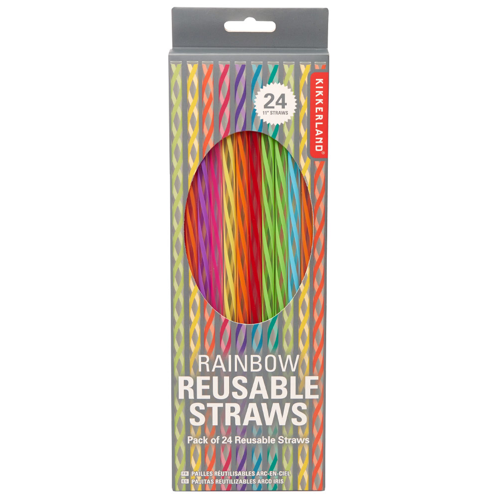 Kikkerland Rainbow Reusable Straws 24 Pack 11"
