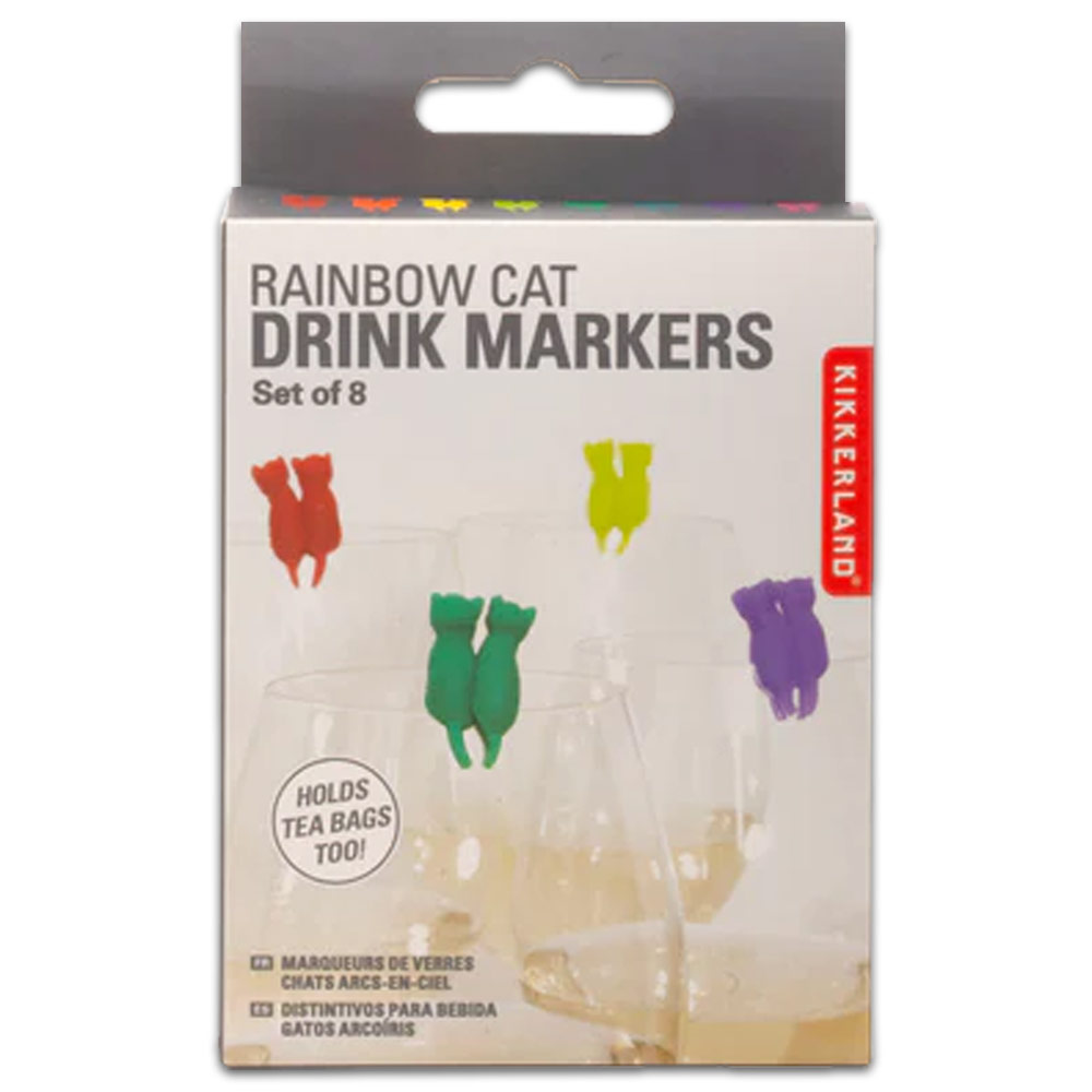 Kikkerland Rainbow Cat Drink Marker 8 Set
