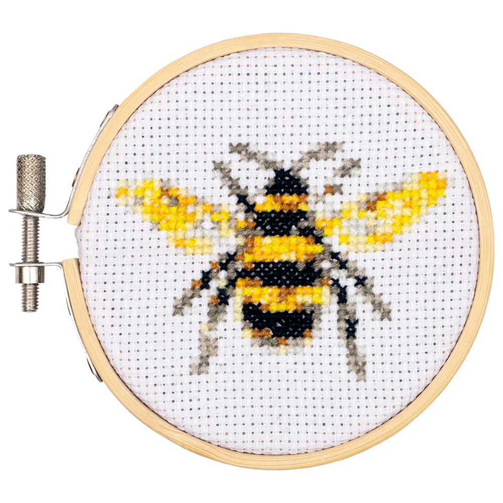 Kikkerland Mini Cross Stitch Embroidery Kit Bee