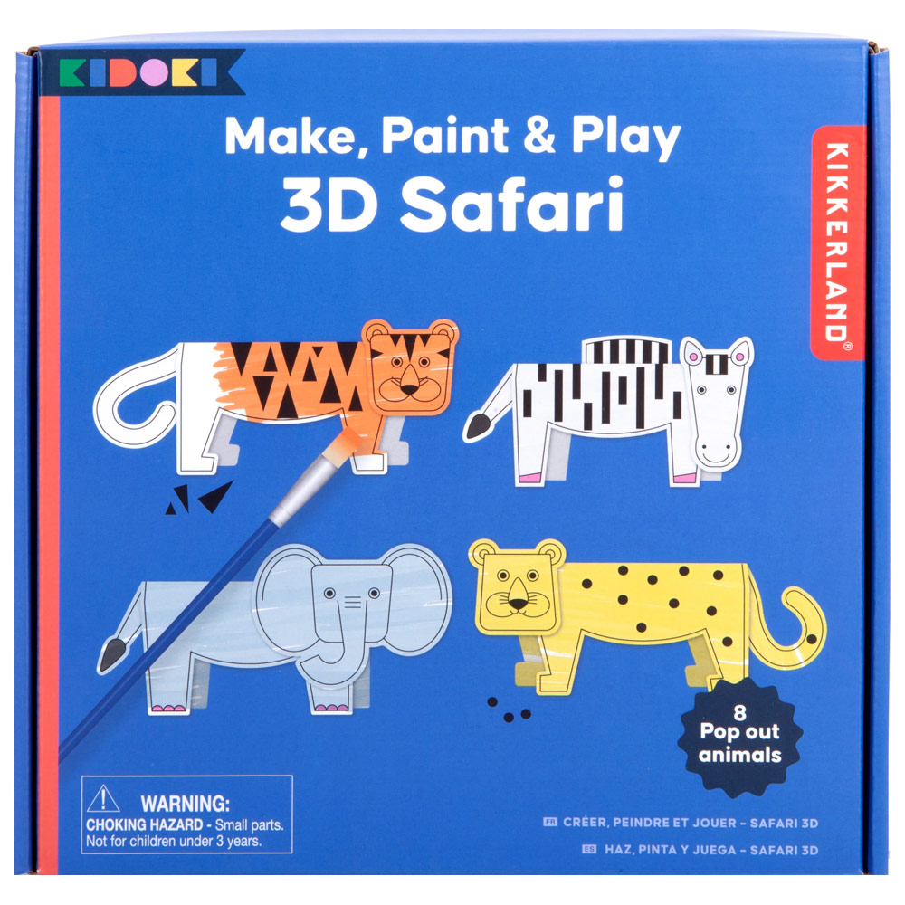 Kikkerland Kidoki Make, Paint & Play: 3D Safari Paint Set