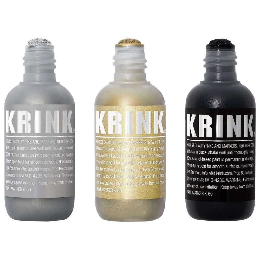 Krink K-60 Dabber Paint Marker 3 x 60ml Set Black, Silver & Gold