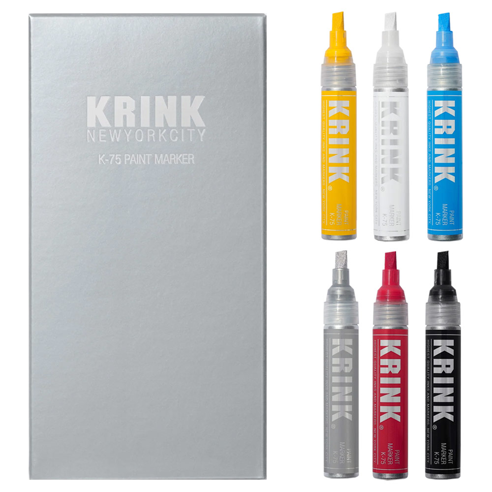 Krink K-75 Chisel Alcohol Paint Marker 7mm 22ml x 6 Set Assorted