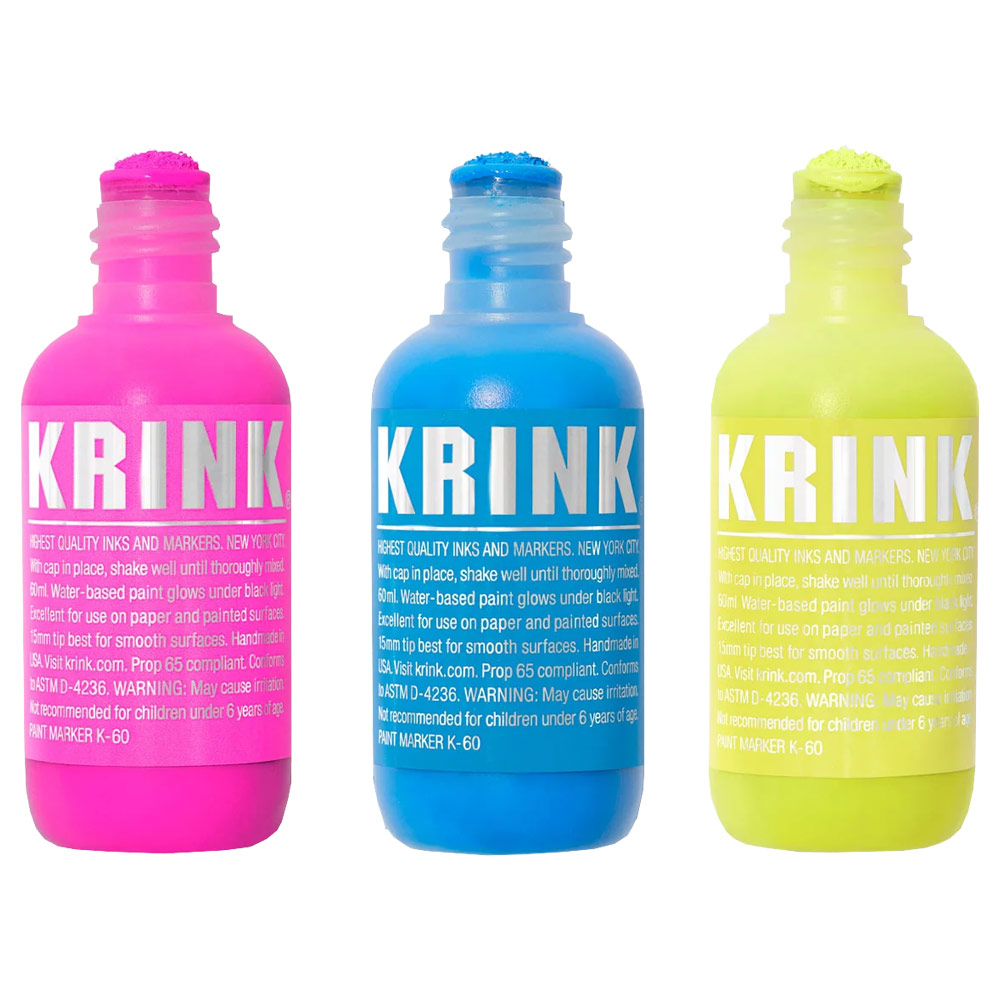 Krink K-60 Dabber Water-Based Paint Marker 3 x 60ml Set Fluorescent