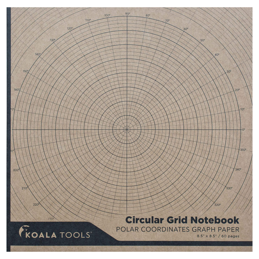 Koala Tools Polar Coordinates Circular Grid Paper Notebook 8.5"x8.5"