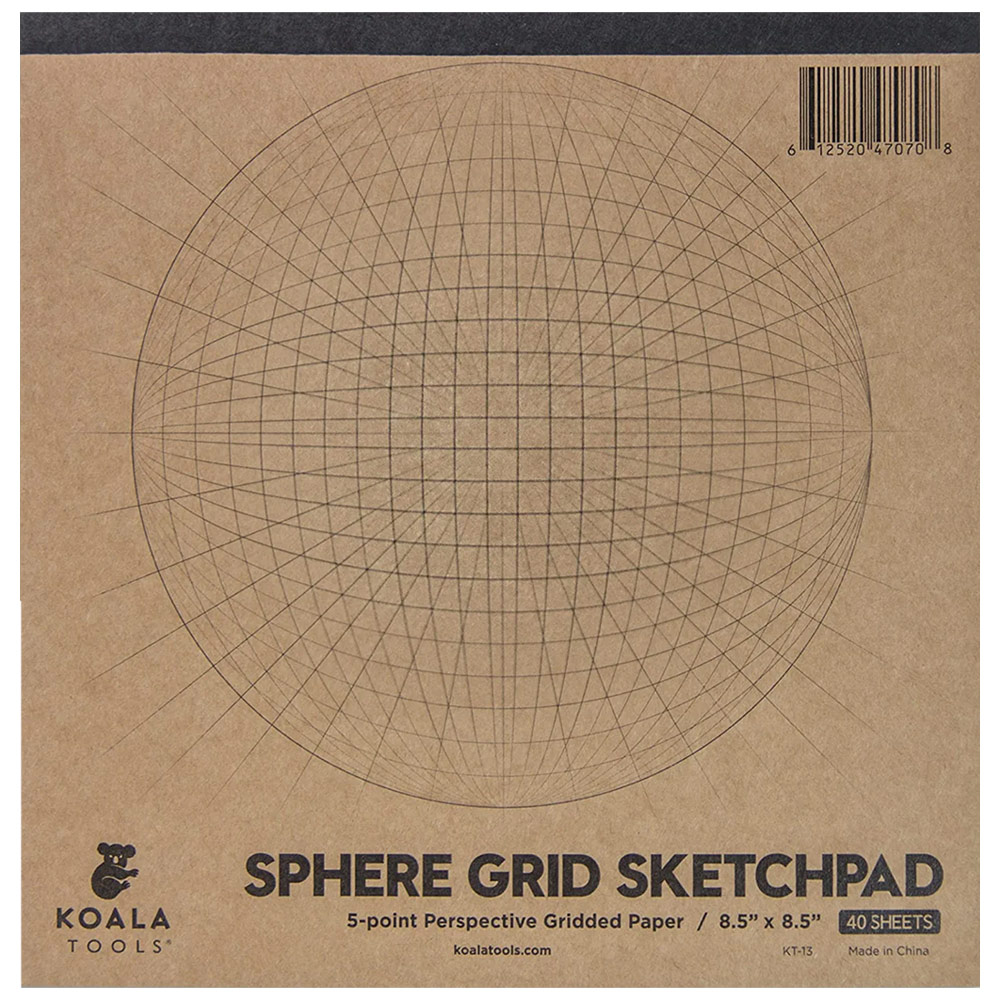 Koala Tools 5-Point Perspective Sphere Grid Paper Sketchpad 8.5"x8.5"