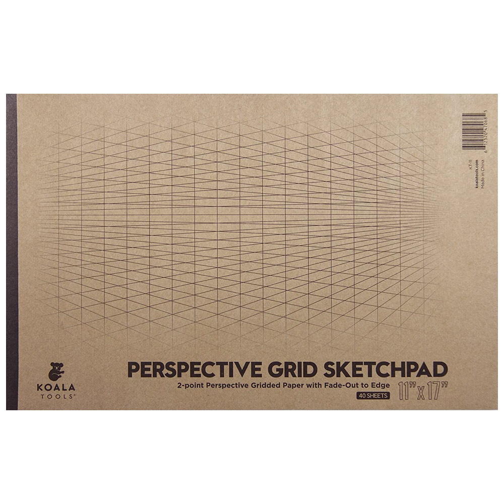 Koala Tools 2-Point Perspective Grid Paper Sketchpad 11"x17"
